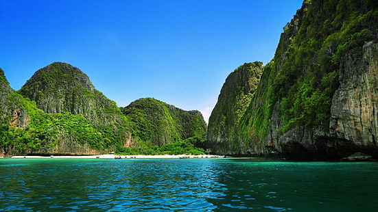 Ilhas Phi Phi, Tailândia, Tailândia, céu azul, mar, Ásia, HD papel de parede HD wallpaper