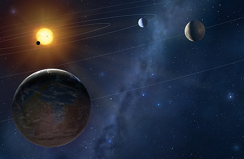 solsystem tapeter, stjärna, sol, planeter, banor, HD tapet HD wallpaper