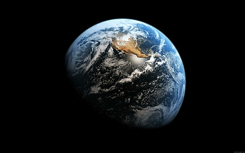 Земля в черном космосе, фото земли, земля, планета, космос, галактика, HD обои HD wallpaper