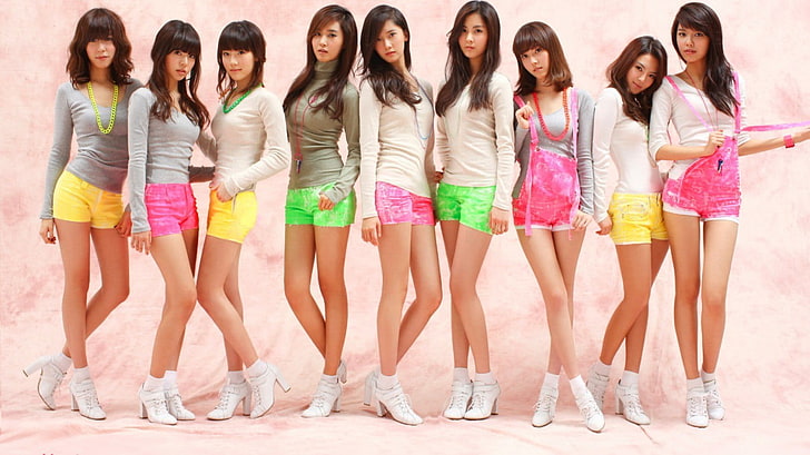 camicia grigia a maniche lunghe da donna, asiatica, coreana, donna, gruppo di donne, Sfondo HD
