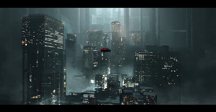 Neo-noir, Blade Runner, Blade Runner 2049, cyberpunk, city, futuristic, Futurism, flying car, HD wallpaper