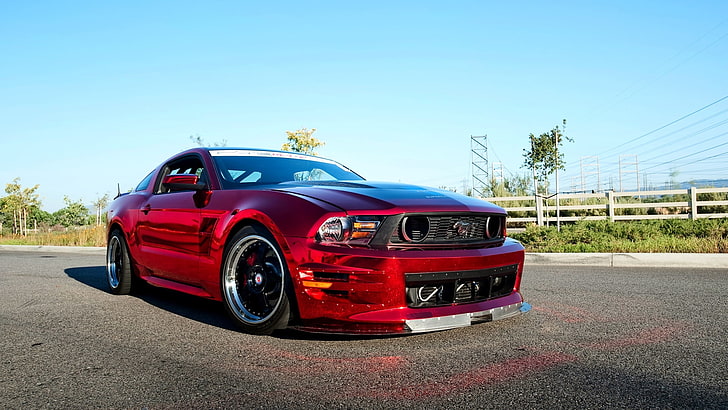 red Ford Mustang GT, Mustang, Ford, GT500, Red, Machine, Tuning, Desktop, Muscle, Car, Beautiful, Wallpapers, Chrome, Wallpaper, Automobiles, Kar, HD wallpaper