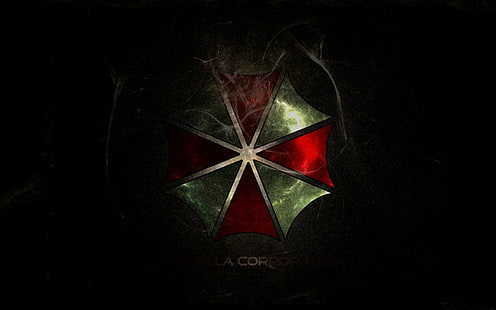 красный и зеленый логотип, Resident Evil, логотип, Umbrella Corporation, Unbreallla, HD обои HD wallpaper