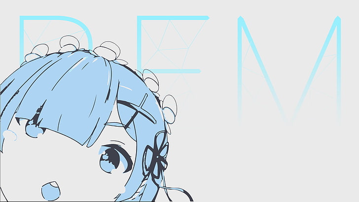 青い髪の女性のスケッチ、レム（Re：ゼロ）、アニメの女の子、Re：ゼロからはじめる伊勢海生活、ベストグリル、 HDデスクトップの壁紙