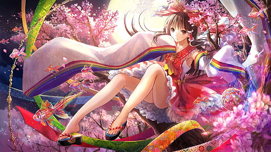 Anime Mädchen, Touhou, Hakurei Reimu, HD-Hintergrundbild HD wallpaper
