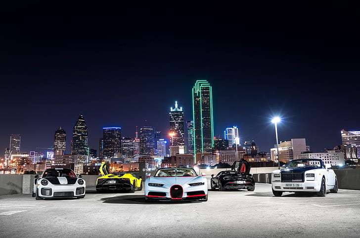 Lamborghini, Porsche, Bugatti, Rolls Royce, Ghost, GT3, Aventador, McLaren 570S, Chiron, HD-Hintergrundbild