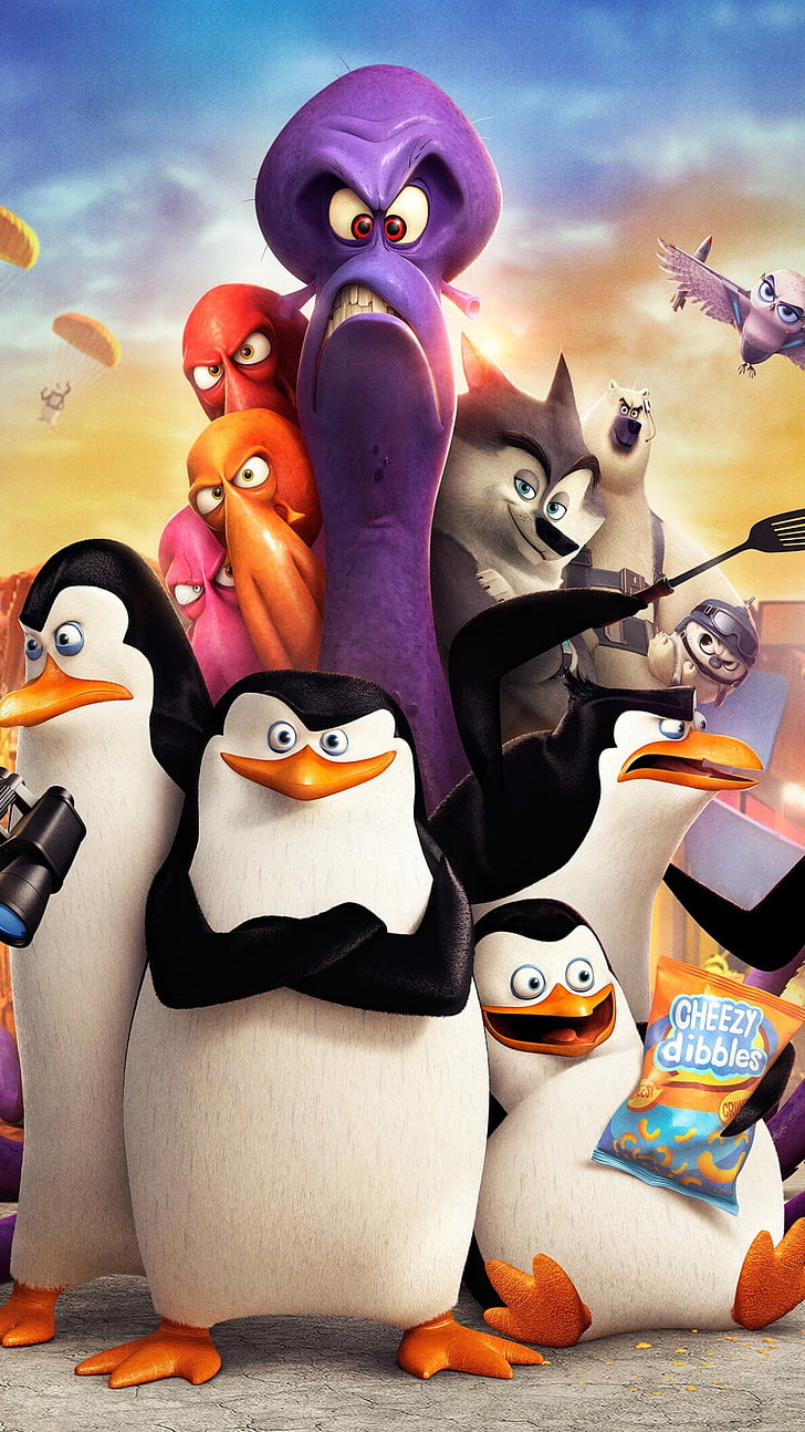 Penguins Of Madagascar Movie, Penguins of Madagascar Movie Poster, Movies, Hollywood Movies, hollywood, animowany, pingwin, 2015, Tapety HD, tapety na telefon