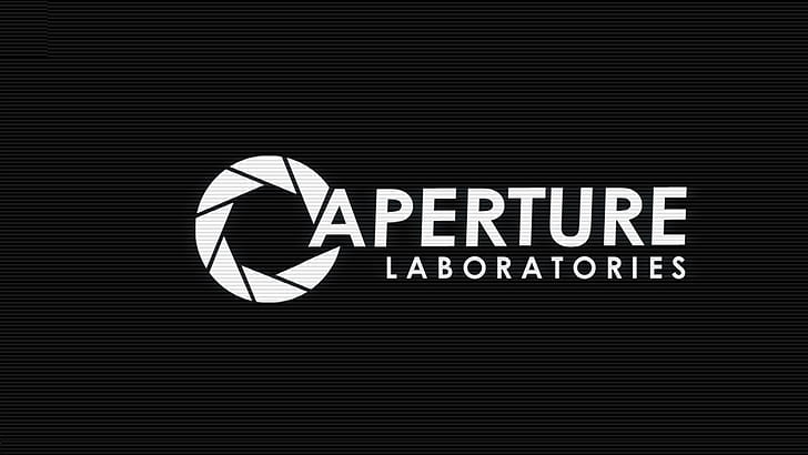Portal Aperture Black HD、アパーチャラボラトリーズロゴ、ビデオゲーム、ブラック、ポータル、アパーチャ、 HDデスクトップの壁紙