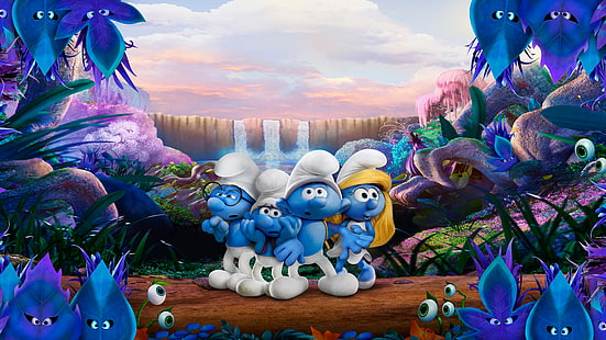 Smurfar: The Lost Village, Hefty, Clumsy, Smurfette, bästa animationsfilmer, HD tapet HD wallpaper