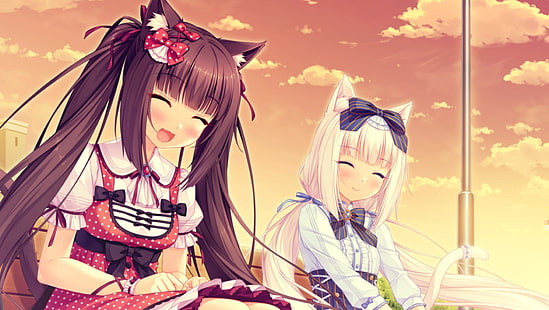Neko Para, Vanille (Neko Para), Schokolade (Neko Para), Park, Anime Mädchen, HD-Hintergrundbild HD wallpaper