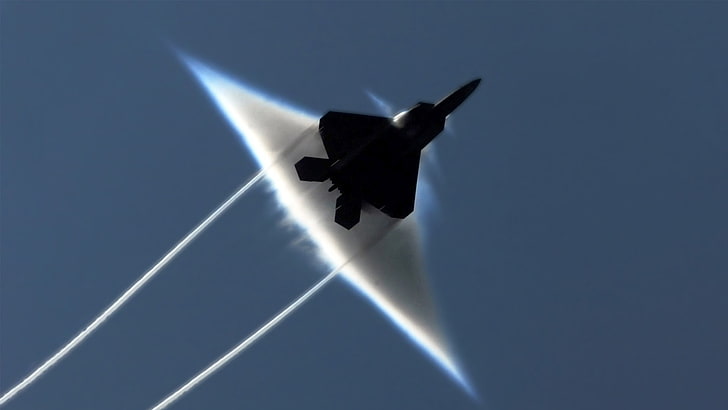 militer, jet, ledakan sonik, pesawat, F-22 Raptor, pesawat militer, Wallpaper HD