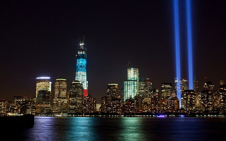 Lumières commémoratives New York 911-Villes HD .., Fond d'écran HD