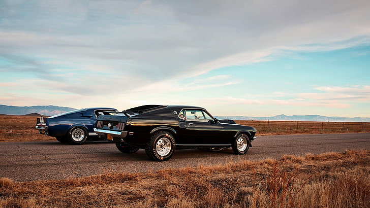 black muscle car, Ford Mustang, Shelby GT500, car, HD wallpaper
