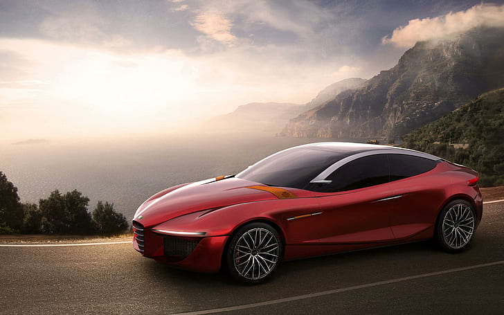 2013 Alfa Romeo Gloria Concept, красный спортивный купе, Альфа, Ромео, концепт, 2013, Gloria, автомобили, Альфа Ромео, HD обои