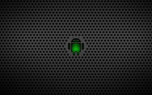 توضيح شعار Android ، android ، نظام التشغيل ، نظام التشغيل ، أخضر ، أسود ، شبكة، خلفية HD HD wallpaper