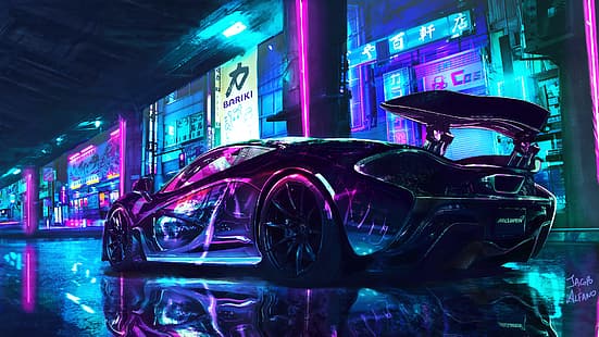 Super Car, Mclaren Mp4, neon, riflesso, Sfondo HD HD wallpaper