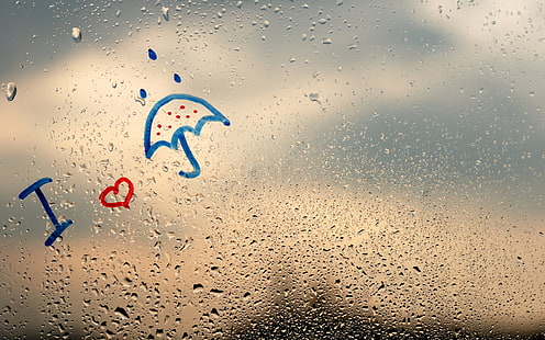капли дождя цифровые обои, дождь, окно, дождливый день, капли дождя, HD обои HD wallpaper