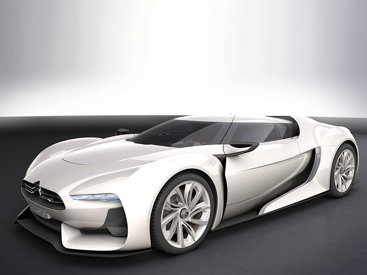 Citroen GT Concept Vit, vit Citroen konceptkupé, Bilar, Citroen, vit, koncept, gt, HD tapet