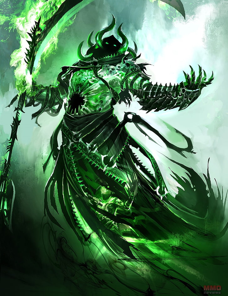 緑の悪魔の角ギルド戦争の魔法のアートワーク1387x1800ビデオゲームギルドウォーズHDアート、緑、悪魔、 HDデスクトップの壁紙、 スマホの壁紙
