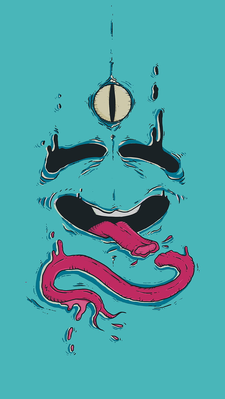 monster wallpaper, vector, illustration, face, tongues, HD wallpaper