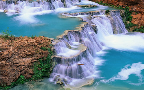 Blue water-Agua Azul-Cascading Waterfalls in Mexico-HD Desktop Wallpaper-2560 × 1600, Sfondo HD HD wallpaper