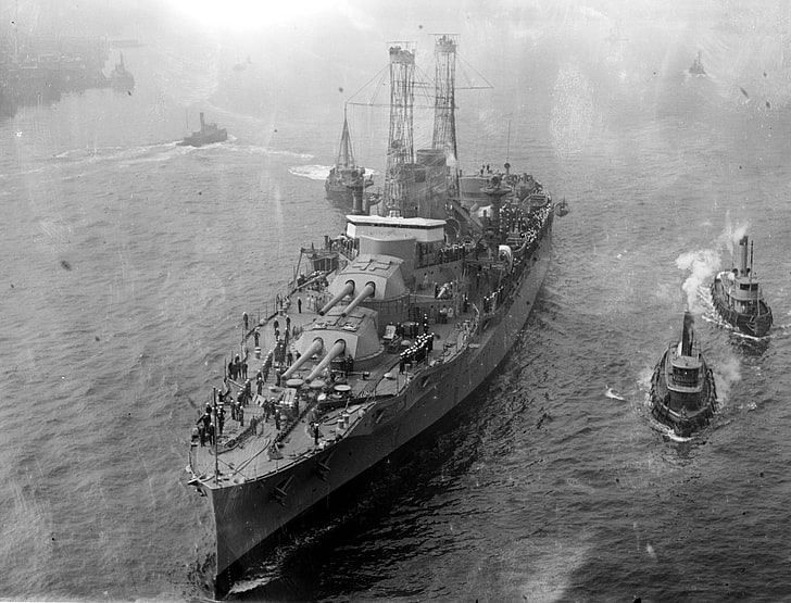 صورة بتدرج الرمادي لسفينة ، سفينة حربية ، عسكرية ، فئة bb new yok، خلفية HD