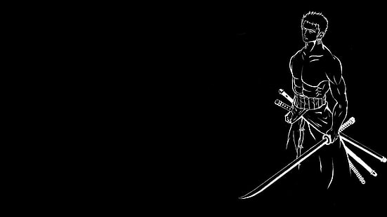 One Piece, in bianco e nero, Roronoa Zoro, Sfondo HD HD wallpaper