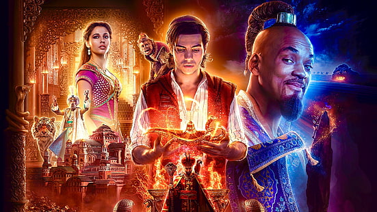 Film, Aladdin (2019), Mena Massoud, Naomi Scott, Will Smith, Wallpaper HD HD wallpaper