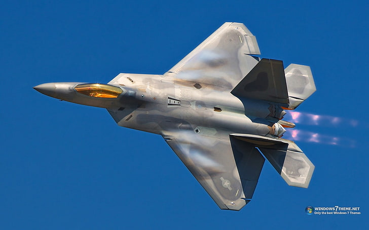 aereo da caccia jet grigio, F-22 Raptor, militare, jet da combattimento, Sfondo HD