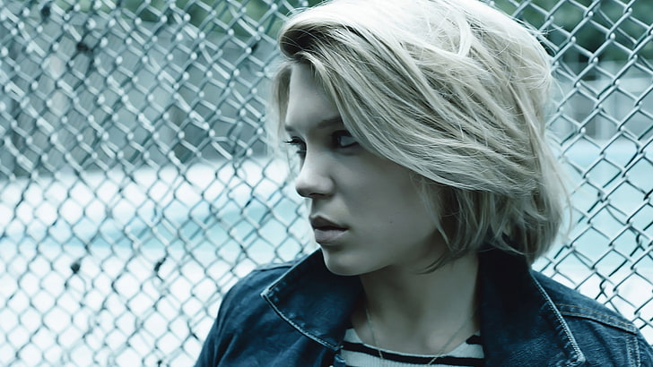 lea seydoux, french actress, blonde, fence, profile view, Girls, HD wallpaper