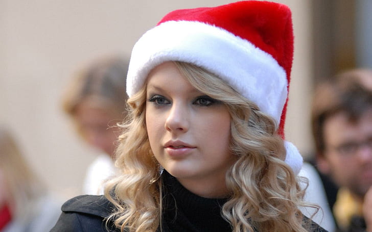Taylor Swift in christmas cap, taylor swift, celebrity, celebrities, girls, actress, female singers, single, entertainment, songwriter, christmas, HD wallpaper