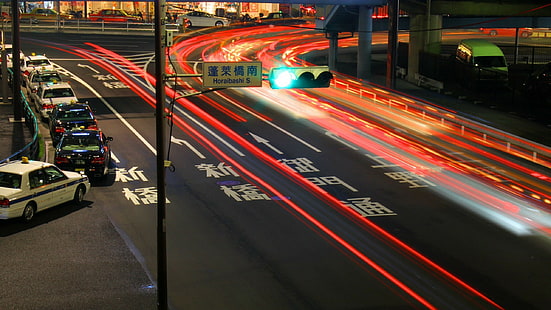 ليلة الطريق السريع في اليابان ، اليابان ، طوكيو ، 2560 × 1440 ، 4K صورة، خلفية HD HD wallpaper
