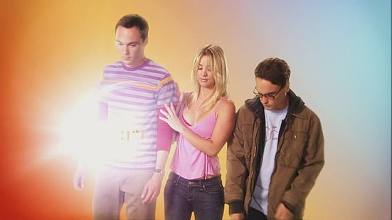 Émission télévisée, The Big Bang Theory, Jim Parsons, Johnny Galecki, Kaley Cuoco, Leonard Hofstadter, Penny (la théorie du Big Bang), Sheldon Cooper, Fond d'écran HD HD wallpaper