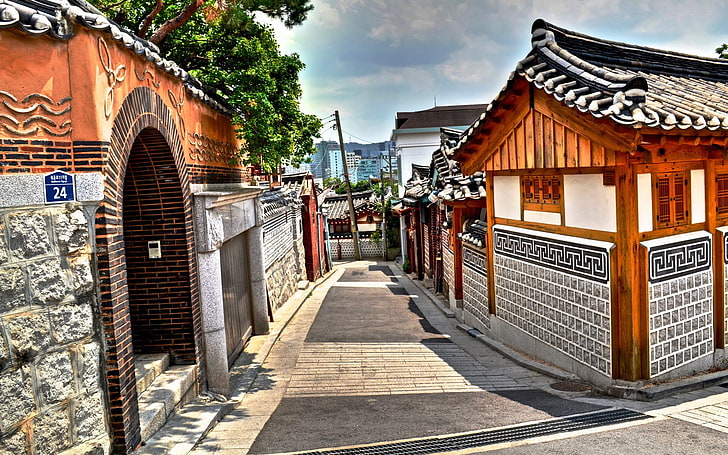 Korea Seoul city scenery Photography Wallpaper 07, brown and black temple, HD wallpaper