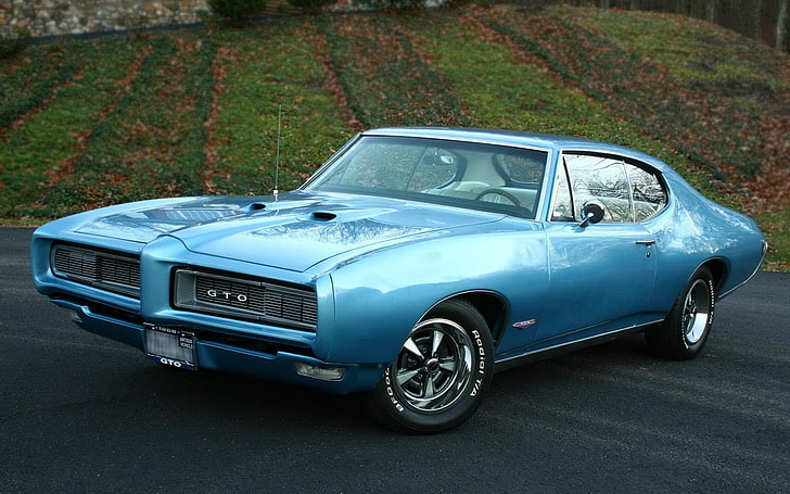 car, Pontiac, GTO, blue cars, HD wallpaper