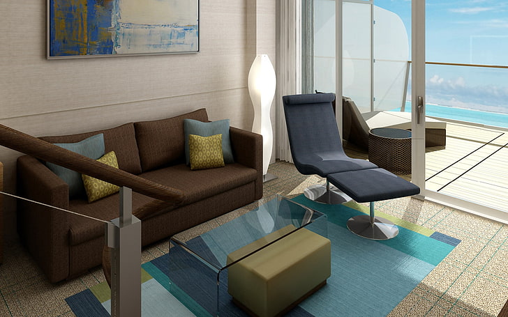 brown 2-seat sofa, sofa, chair, furniture, HD wallpaper