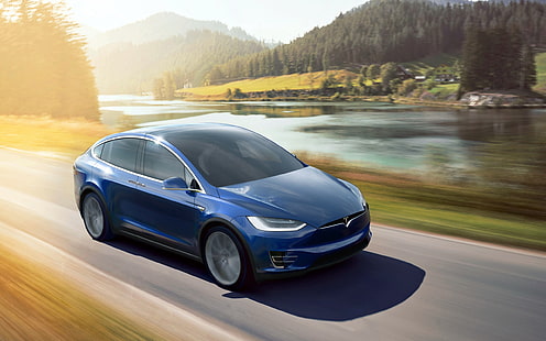 Tesla Model X, auto, strada, motion blur, Tesla Motors, Sfondo HD HD wallpaper