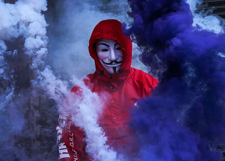 anonimo, maschera, hd, fumo, Sfondo HD