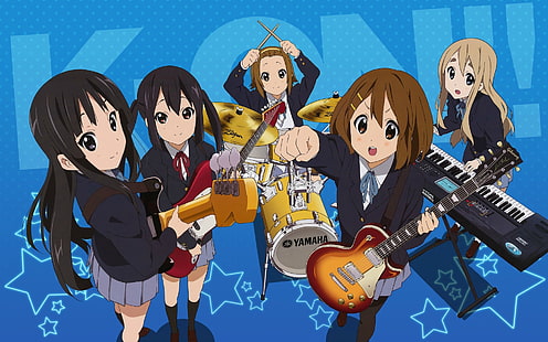 K-ON !, Nakano Azusa, Akiyama Mio, Hirasawa Yui, Tainaka Ritsu, Kotobuki Tsumugi, аниме момичета, аниме, HD тапет HD wallpaper