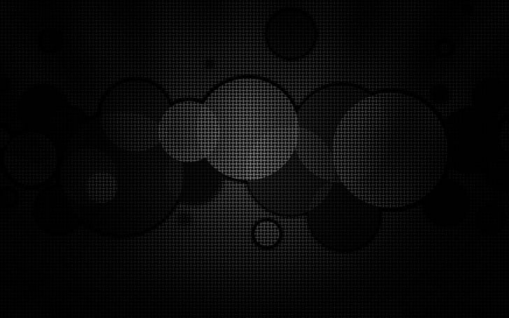 lingkaran, latar belakang, kisi, hitam putih, gelap, Wallpaper HD