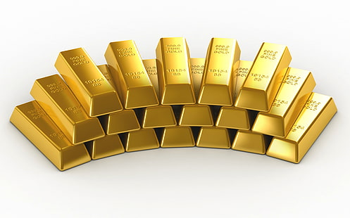 gold bars lot, Pyramid, Background, Metal, Gold, Ingot, HD wallpaper HD wallpaper