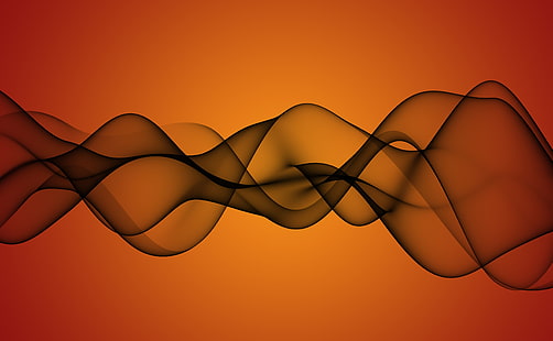 Transparent Waves On Orange Background HD Wallpaper, black and orange wave wallpaper, Artistic, Abstract, orange, transparent, waves, background, HD wallpaper HD wallpaper