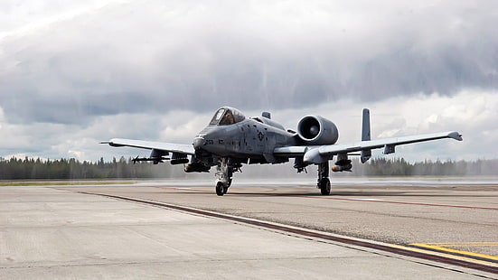 avion de chasse gris sur la piste pendant la journée, avion, ciel, jets, avion Fairchild Republic A-10 Thunderbolt II, militaire, Fond d'écran HD HD wallpaper