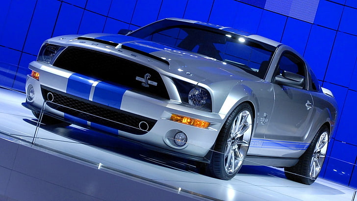 Silber Ford Shelby Cobra Coupé, Ford Mustang, Muscle Cars, HD-Hintergrundbild
