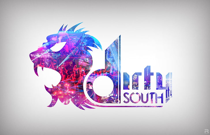 purple and blue Dirty South lion wallpaper, music, trance, house, electronic, tiesto, arty, dirty south, armin, electo house, HD wallpaper