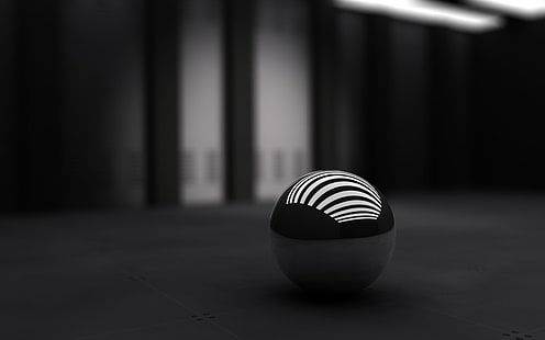 белый и черный текстиль, черный, шар, полоса, белый, HD обои HD wallpaper