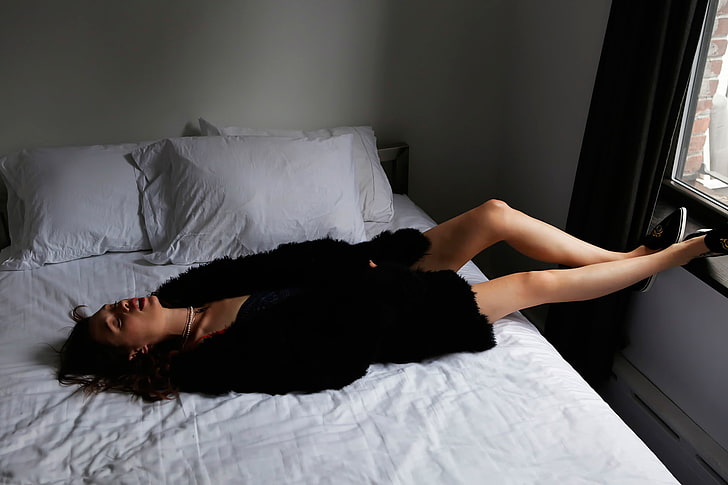 tinggal, tempat tidur, pemotretan, Astrid Berges-Frisbey, Malibu, Wallpaper HD