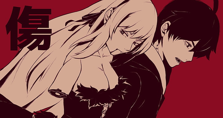 Аниме-постер мужчина и женщина, серия Monogatari, Ошино Синобу, Арараги Коёми, HD обои