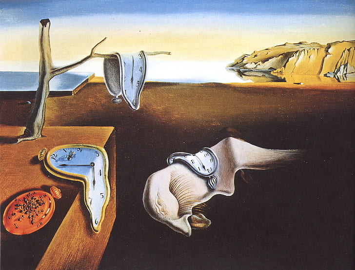 tiempo, surrealismo, reloj, óleo, cuadro, artista, lienzo, Salvador Dalí, La persistencia de la memoria, famoso, 1931, Fondo de pantalla HD