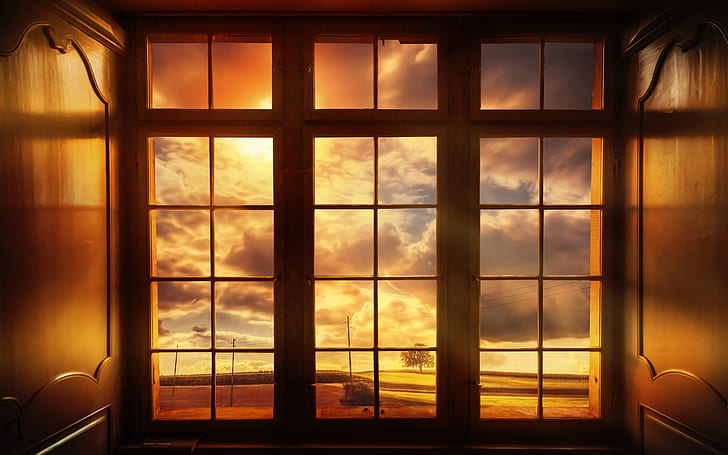 Mundo fuera de la ventana, nubes, anochecer, Mundo, Exterior, ventana, nubes, anochecer, Fondo de pantalla HD